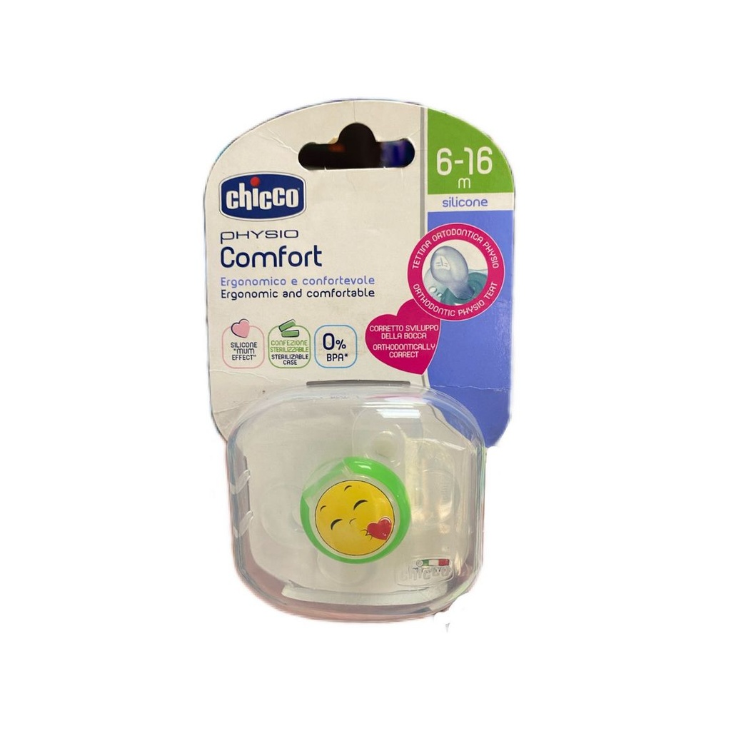 Chicco physio comfort cuco silikoni 6-16m jeshile
