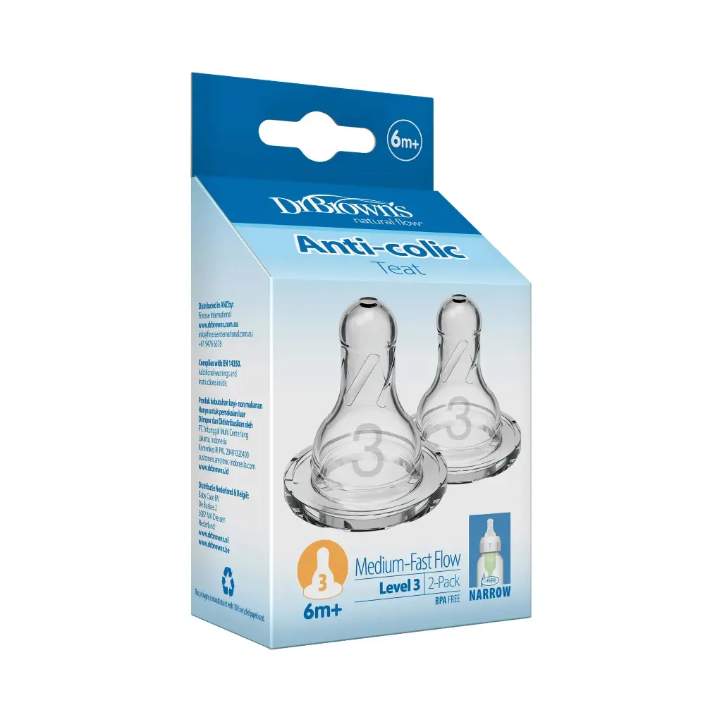 Dr Browns 2 silicone nipples 6m+