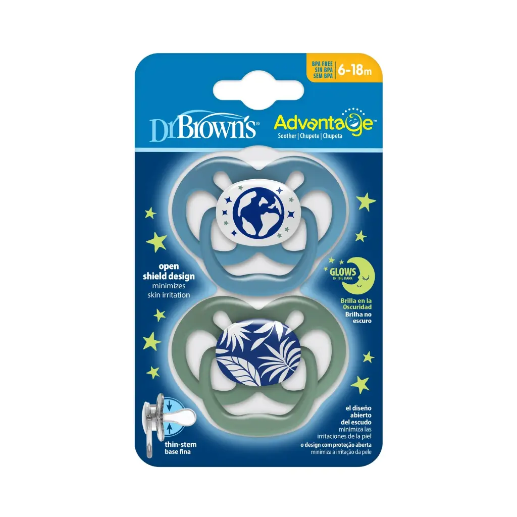 Dr Browns Advantage soother 6-18 blu x2