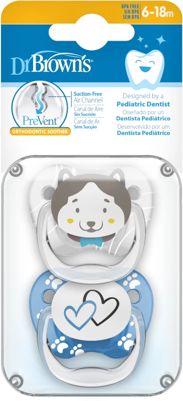Dr Browns Prevent orthodontic soother 6-18m  x2