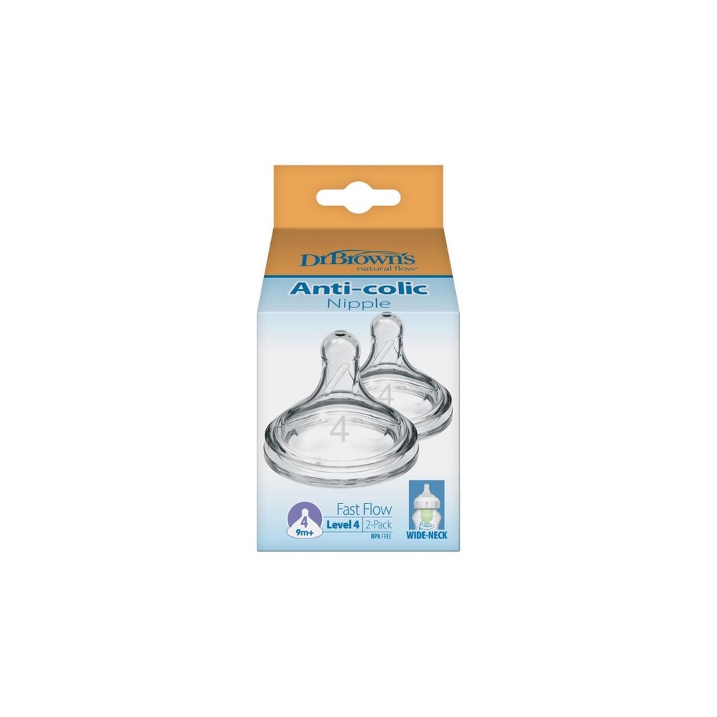 Dr Browns silicone koka biberoni qafngusht level 4 9m+ x2
