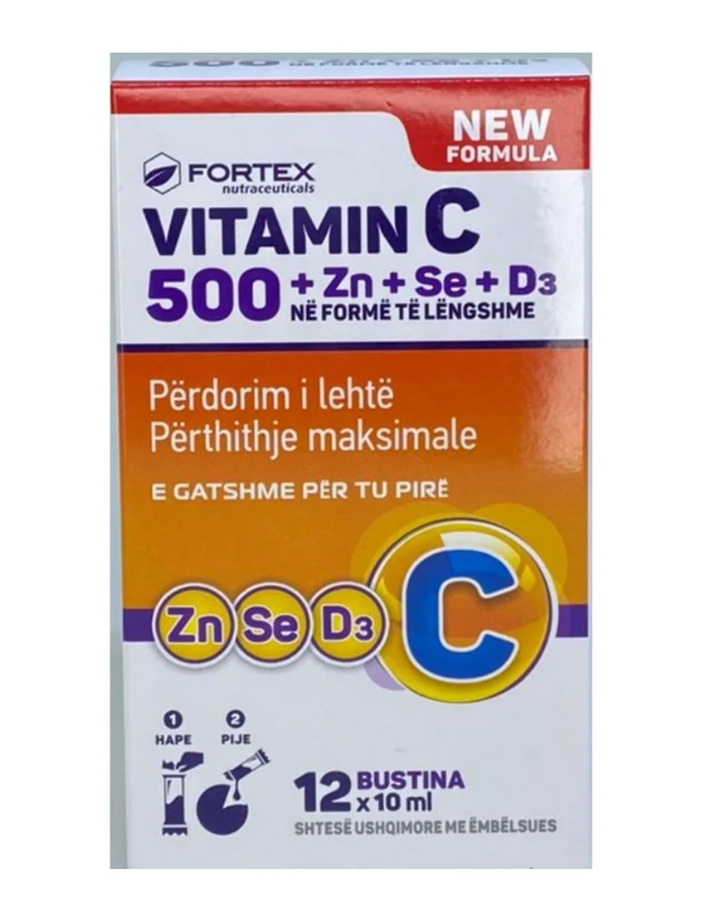 Fortex Vitamin NEW C + ZN + SE + D3 * 12 bustina