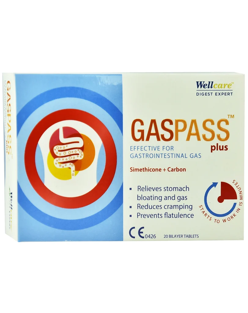 Gaspass plus simeticon + carbon * 20tab