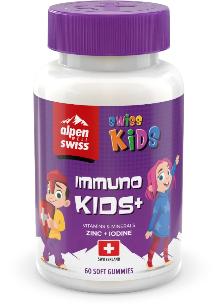 SWISS IMMUNO KIDS+ *60 gum (3+/Vitamins & Mincrals/Zinc + lodine) ALPEN WELL