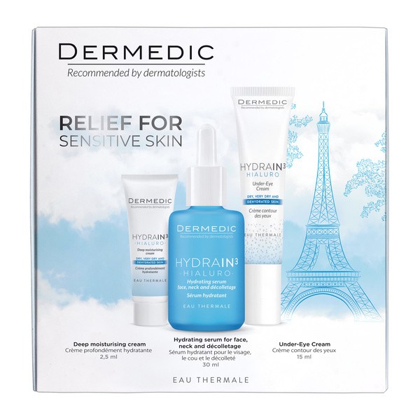 Dermedic Set X-MASS Hydrain3 Hydrating Serum 30ML+Under Eye Cream 15ML+ Deep Moisturising Cream 2.5ML