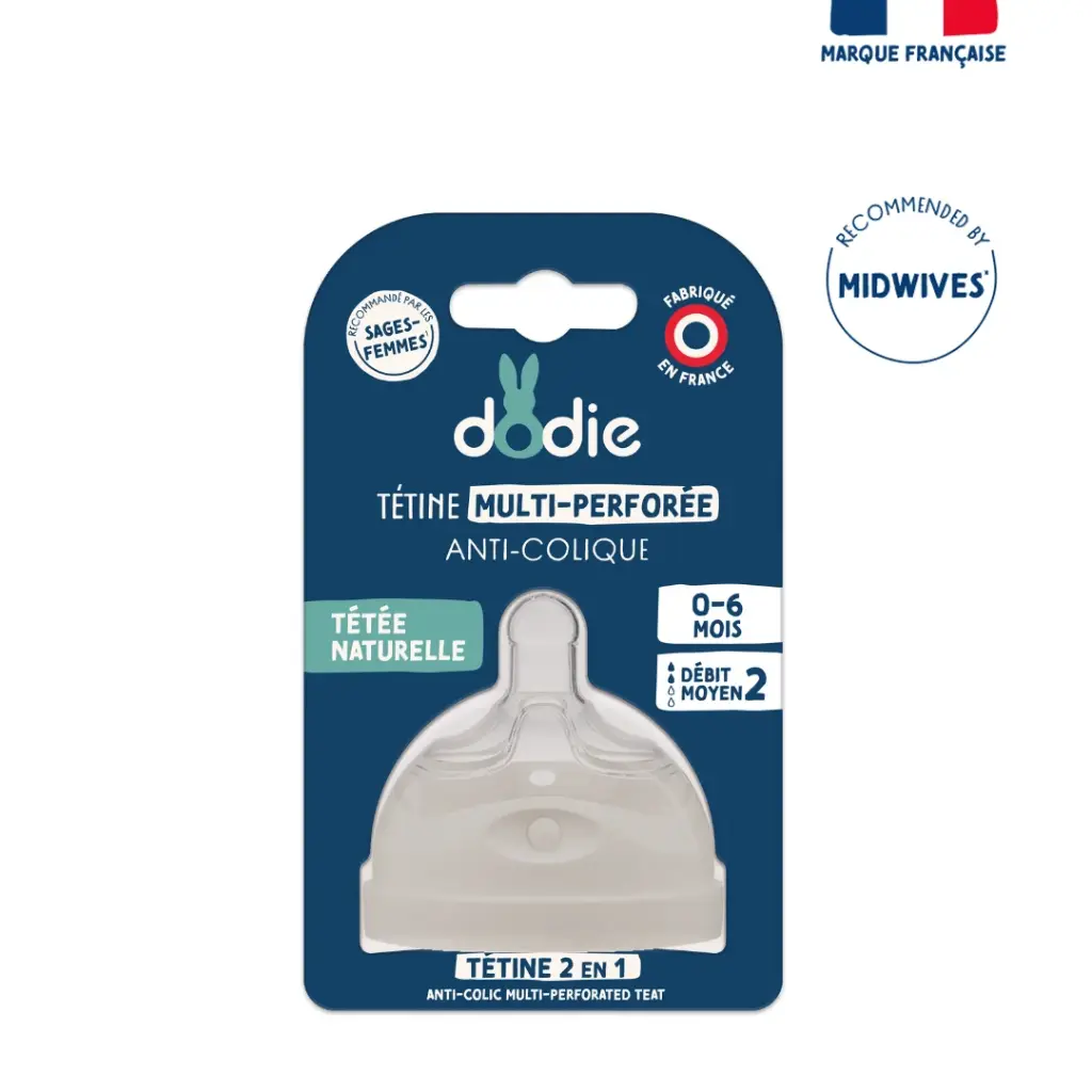 Dodie Teat Biomimicry - teat & ring - 3+ months - silicone medium flow 2 - unit