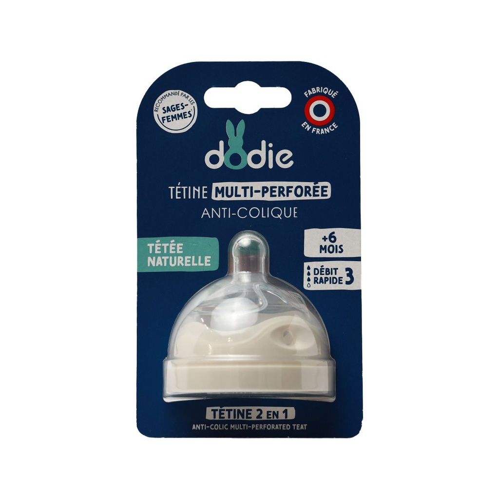 Dodie Teat Biomimicry - teat & ring - 6+ months - silicone fast flow 3 - unit