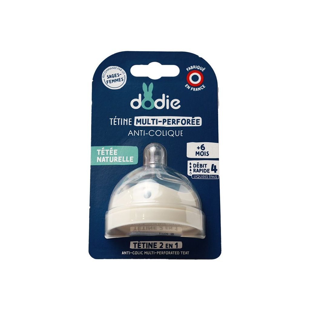 Dodie Teat Biomimicry - teat & ring - 6+ months silicone thick liquid flow 4 - unit