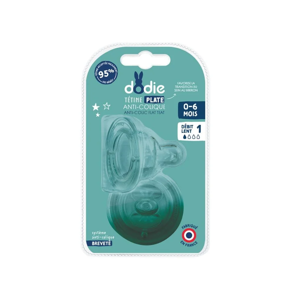 Dodie Teat Sensation+ flat Anti-colic wide neck  0-6 months  silicone