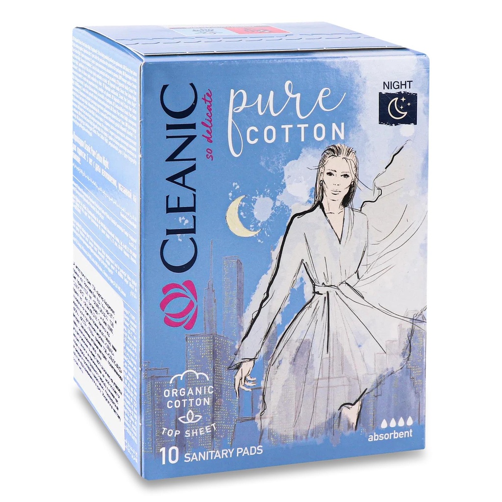 Harper Cleanic Pure Cotton Night Sanitary Pads 10pcs