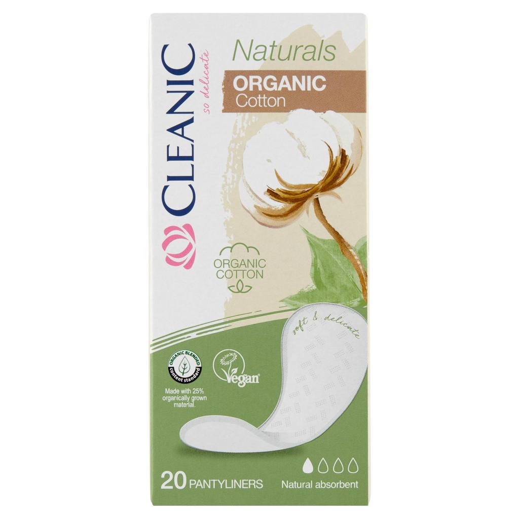 Harper Hygienics Panty Liners Cleanic Natural Organic Cotton Panty Liners Unfolded 20 Pcs