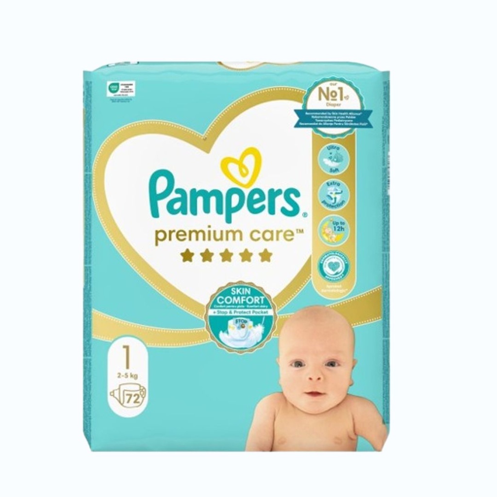Pampers Premium Care 1 (2-5Kg) * 72 Pcs