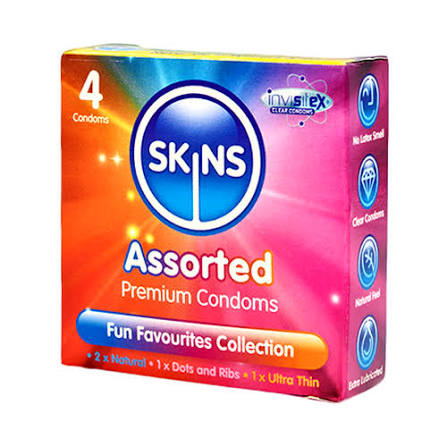 SKINS CONDOMS ASSORTED X 4 PCS