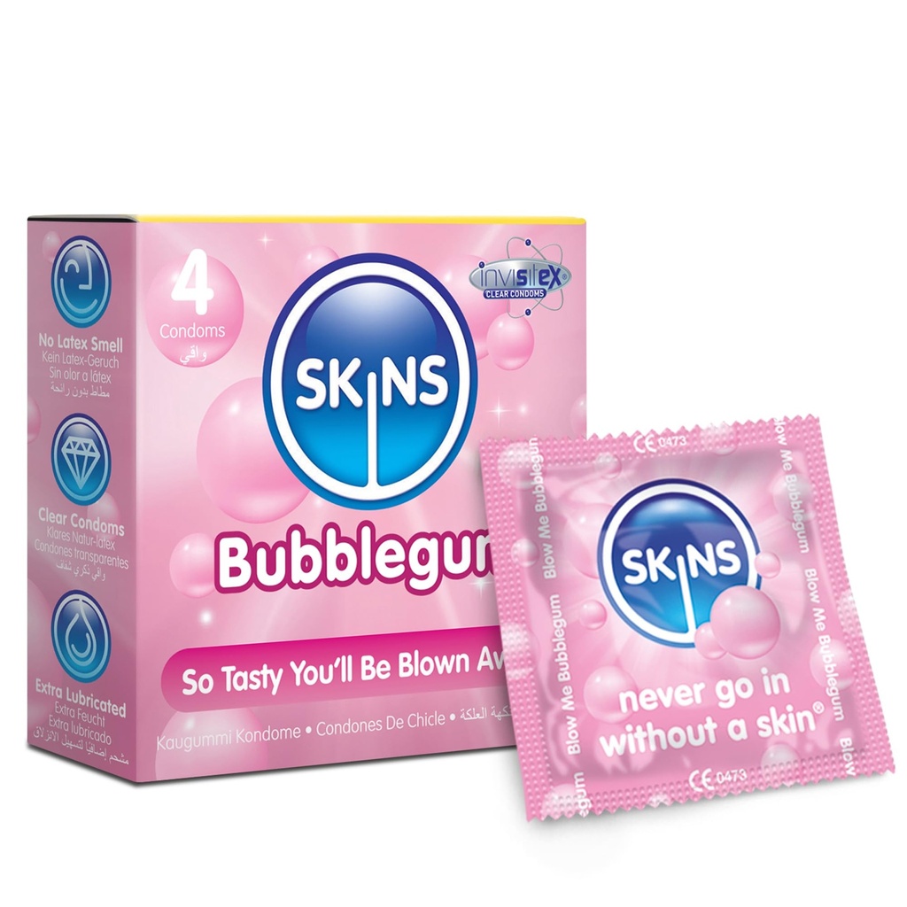 SKINS CONDOMS BUBBLEGUM X 4 PCS