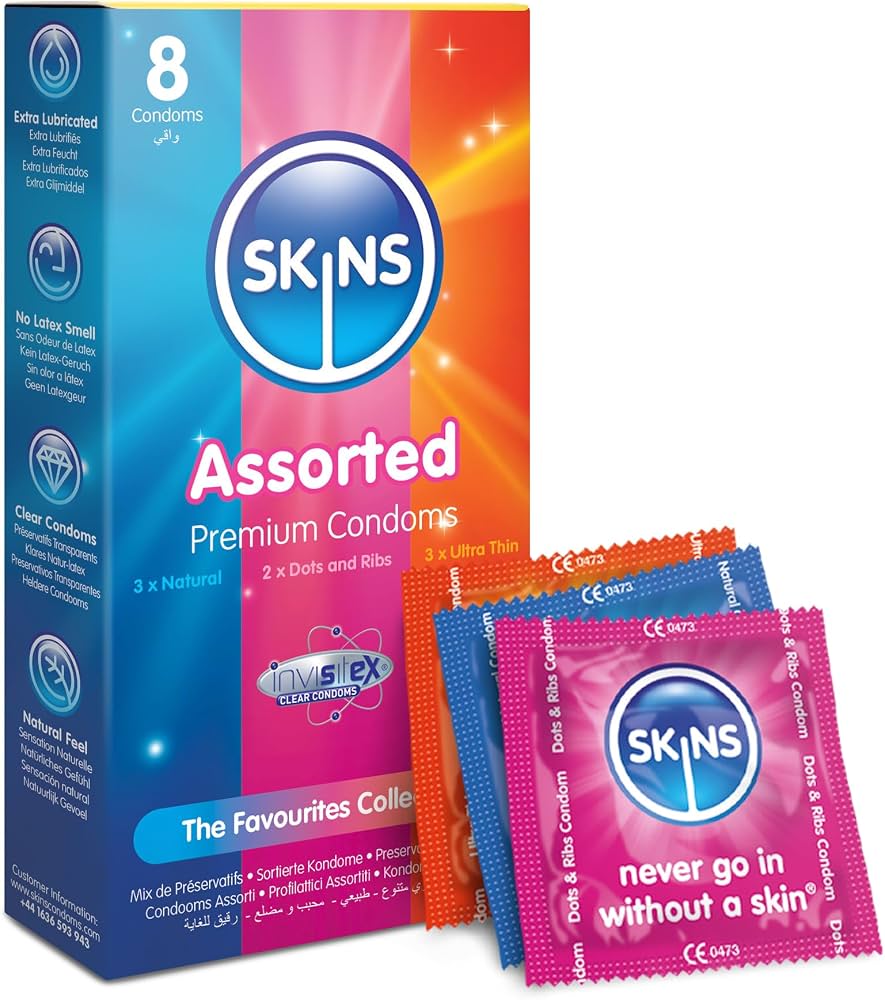 SKINS CONDOMS ASSORTED X 8PCS