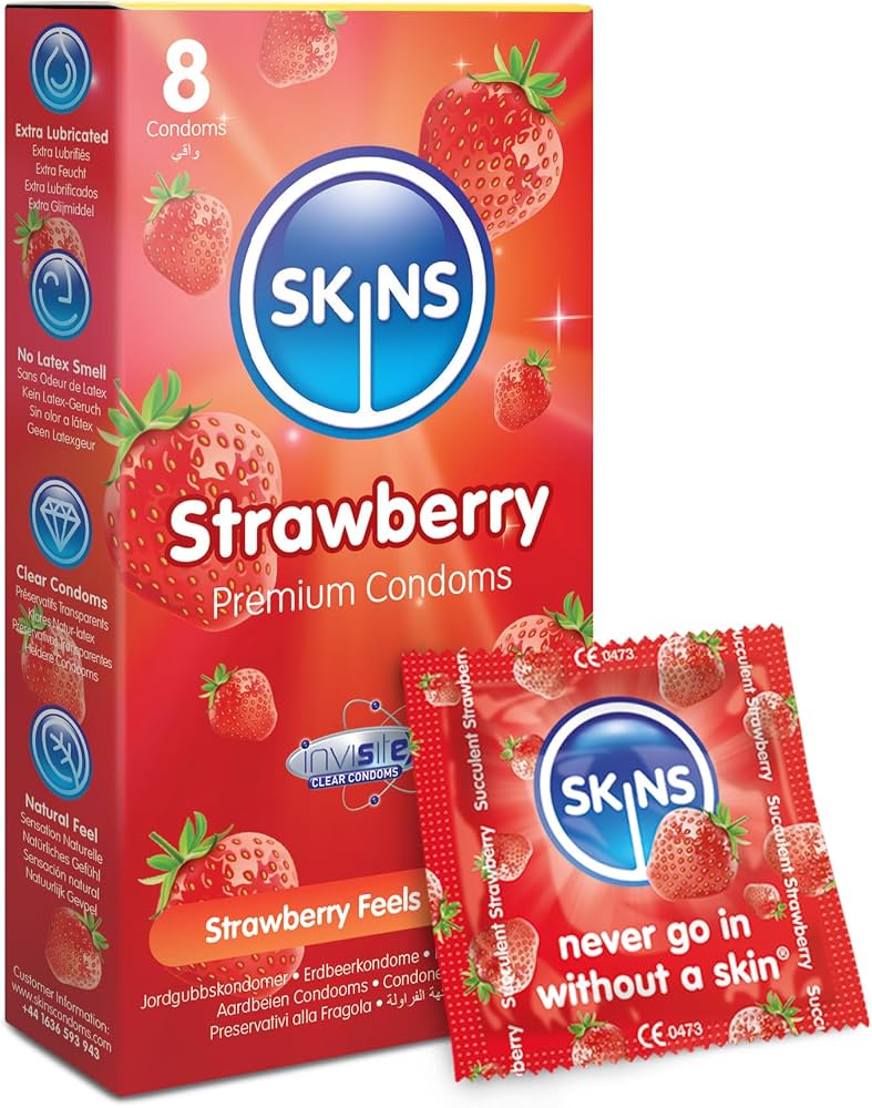 SKINS CONDOMS STRAWBERRY X 8PCS