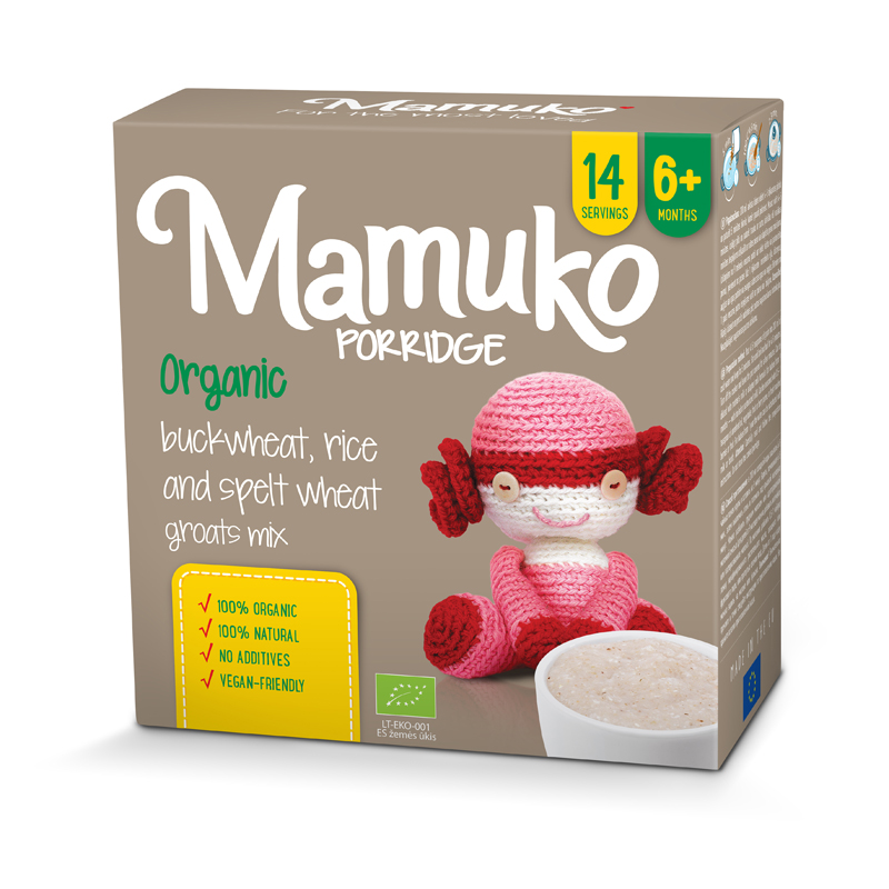 MAMUKO ORGANIC SPELT WHEAT, BUCKWHEAT & RICE PORRIDGE 6+ 200g