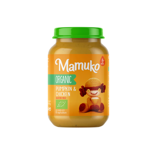 Mamuko Organic pumpkin, chicken porridge for babies 6+ months 190gr
