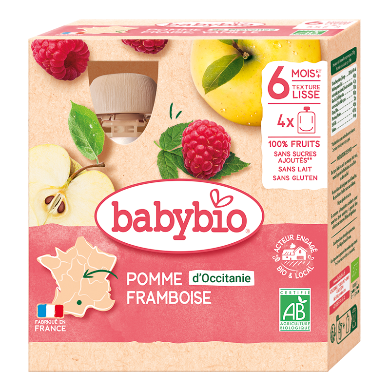 Babybio Apple & Raspberry Pouch +6months 90gr