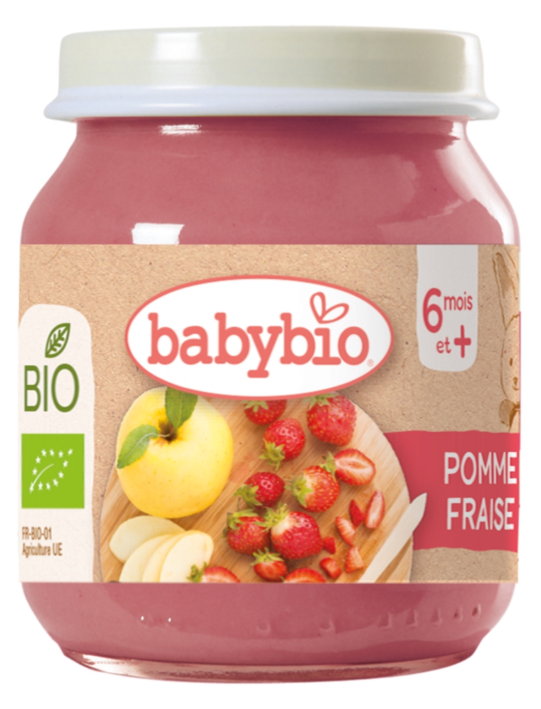 Babybio Apple Strawberry Jar Organic +4months *130gr