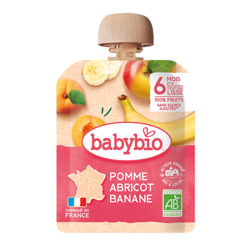 Babybio Apple, Apricot & Banana Pouch +6months 90gr
