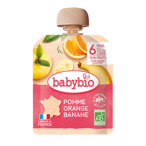 Babybio Apple, Orange & Banana Pouch +6months 90gr