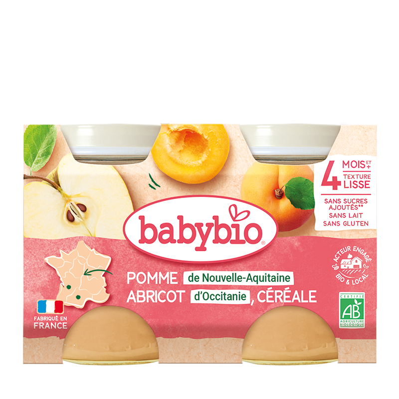 Babybio Apple, apricot & cereals Jar +4months 2x130gr