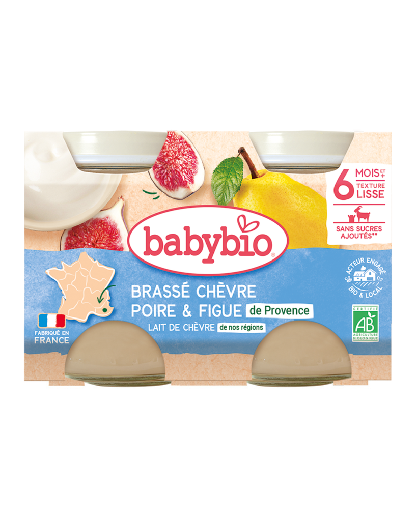 Babybio Brassé with goat's stirred milk Pear and Fig Jar +6months 2x130gr
