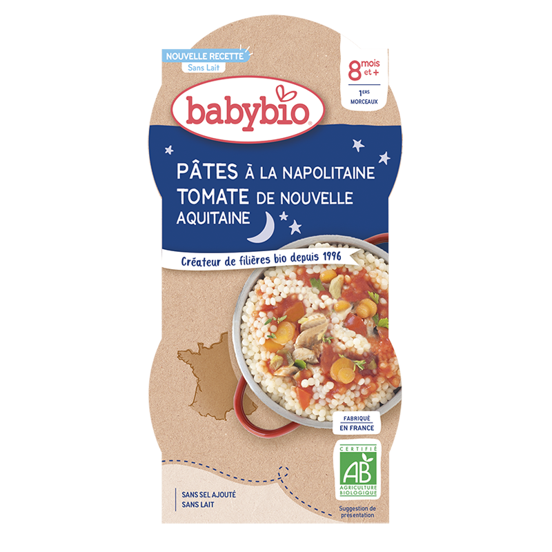 Babybio Good Night Napolitan Pasta Bowl +8months 2x200gr