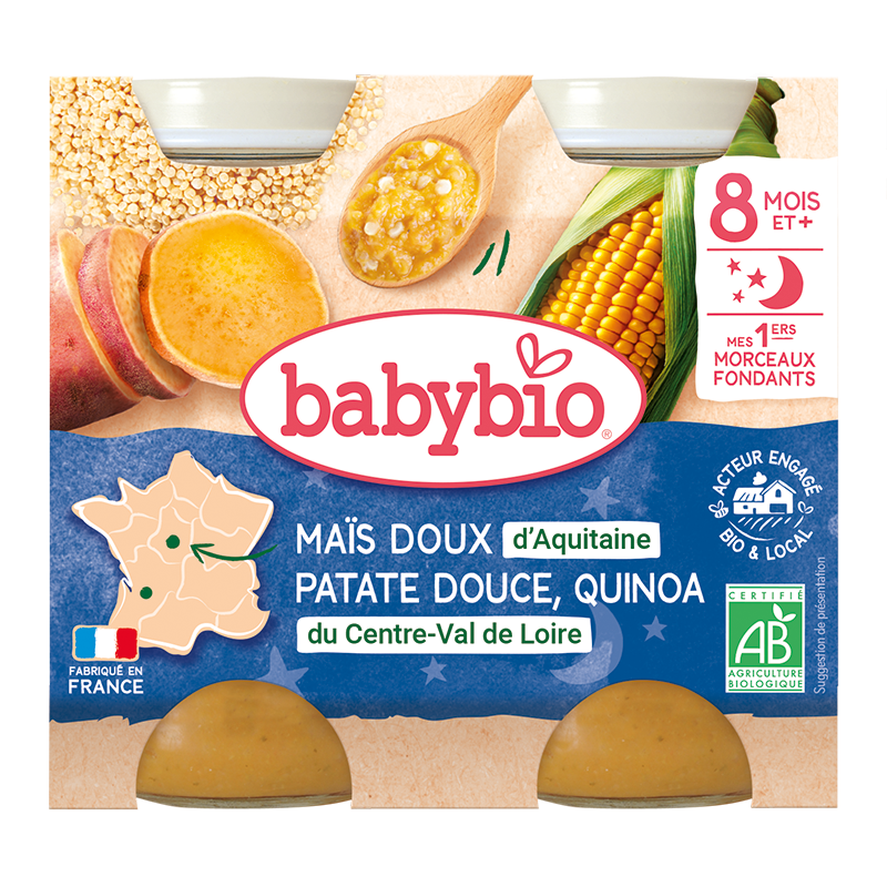 Babybio Good Night Sweet Corn Sweet Potato Quinoa Jar +8months 2x200gr