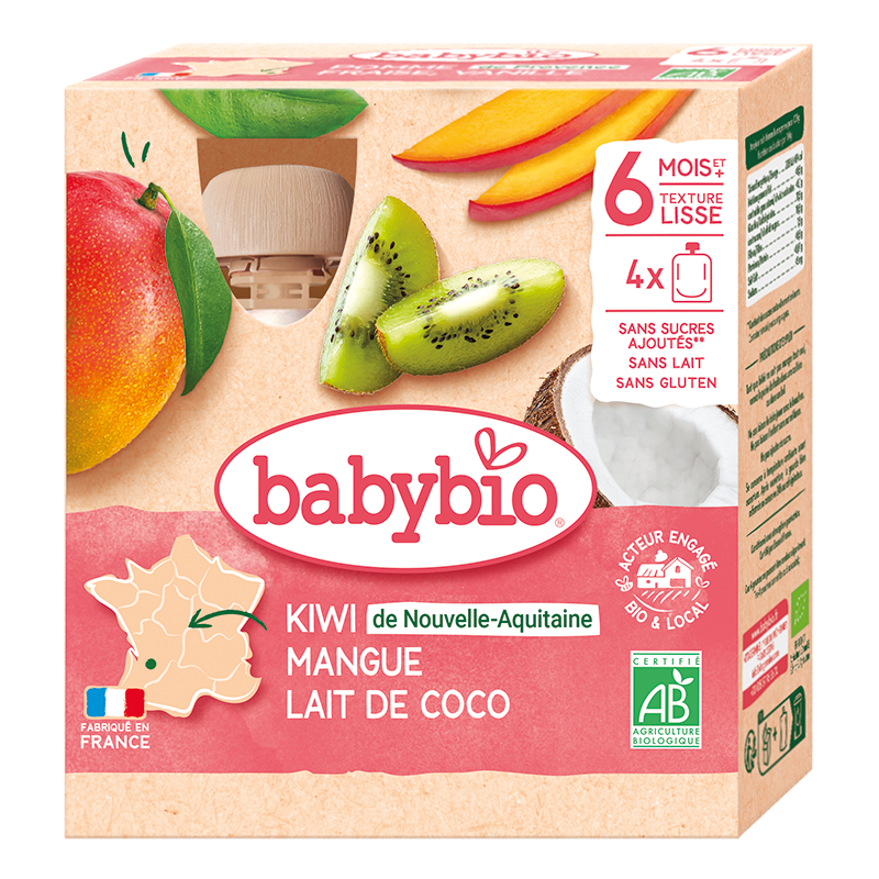 Babybio Kiwi, Mango & Coco Pouch +6months 90gr