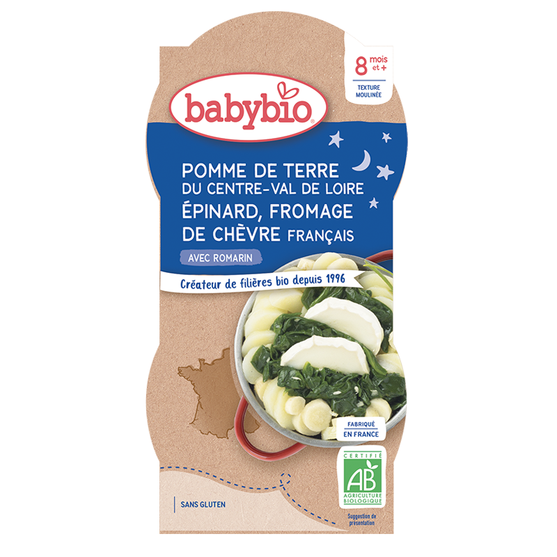 Babybio Potato, Spinach & Goat Cheese +8months 2x200gr