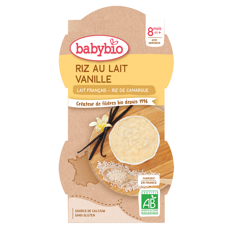 Babybio Rice Pudding with Vanilla +8months 2x100gr