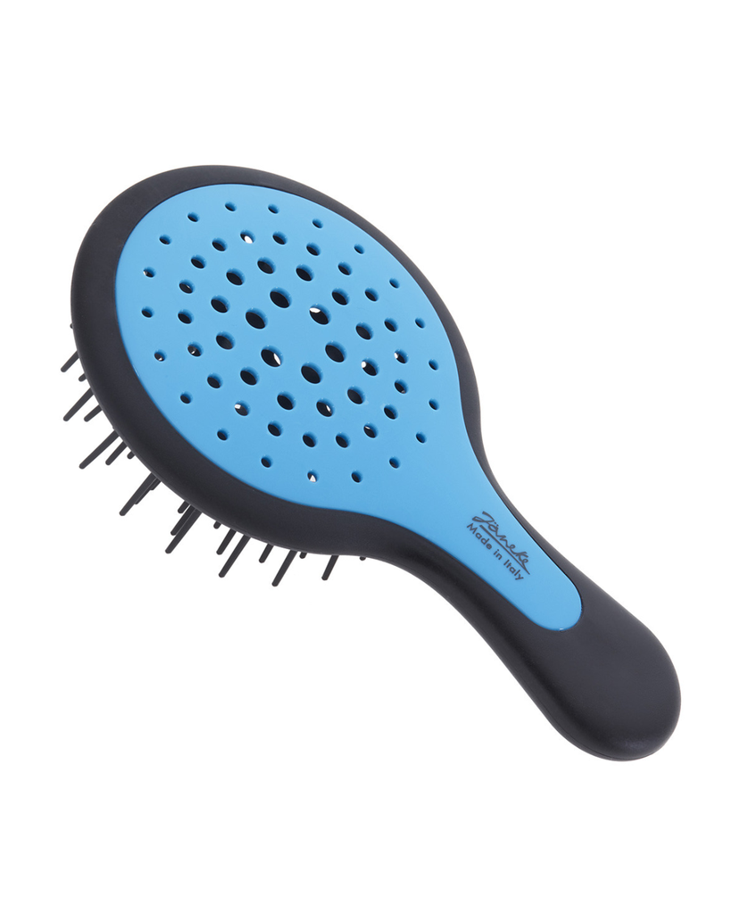 JANEKE MINI SUPERBRUSH COMPACT SILICON HAIRBRUSH BLACK FLUO BLACK/BLUE