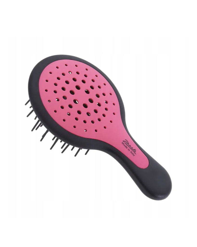 JANEKE MINI SUPERBRUSH COMPACT SILICON HAIRBRUSH FLUO BLACK/PINK