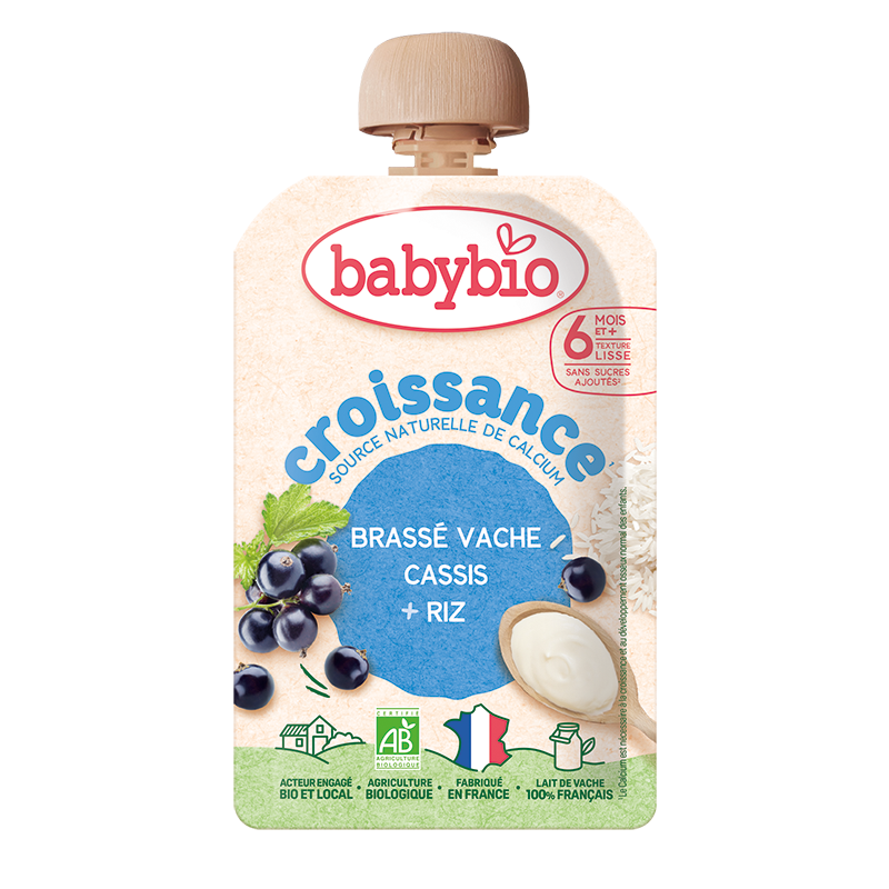Babybio Brassé Cow's milk Blackcurrant Rice Growth Pouch +6m 100gr