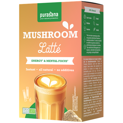 Purasana Hot Drinks Mushroom Latte 6 x 10g BIO