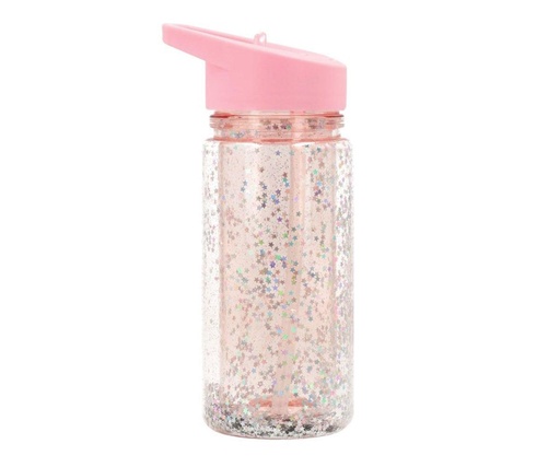 Tutete Plastic Bottle with Straw Glitter Stars