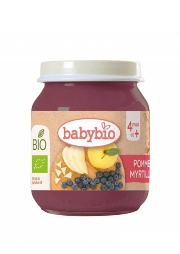 [50974] Babybio Apple Blueberry Jar Organic +4months *130gr