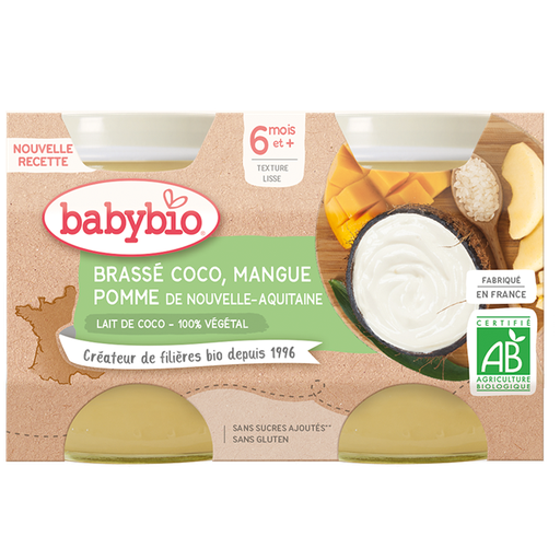 [51091] Babybio Brassé Mango & Pineaple Coconut Milk +6months 2x130gr