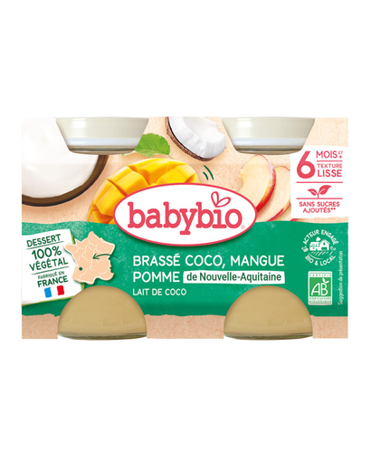 [51091] Babybio Brassé Mango & Pineaple Coconut Milk +6months 2x130gr