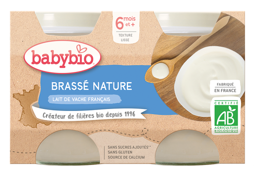 [51085] Babybio Brassé Nature Cow milk Jar +6months 2x130gr