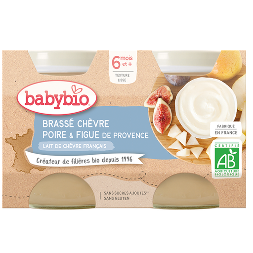 [51090] Babybio Brassé with goat's stirred milk Pear and Fig Jar +6months 2x130gr