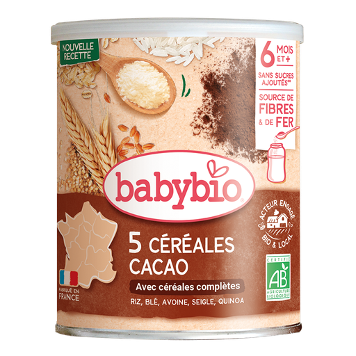 [50011] Babybio Cocoa 5 Cereals - Organic +6months