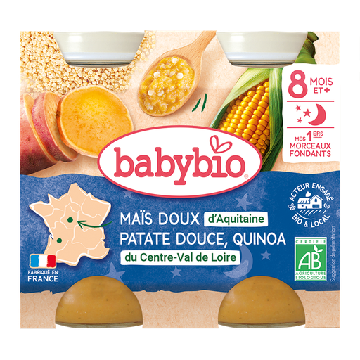 [51036] Babybio Good Night Sweet Corn Sweet Potato Quinoa Jar +8months 2x200gr