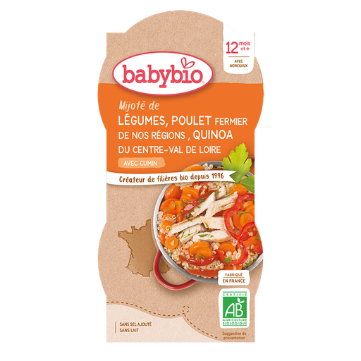 [52060] Babybio Vegetables, Chicken & Quinoa +12months 2x200gr