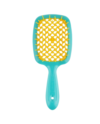 [86SP226 TSE] JANEKE SUPERBRUSH VENTED BRUSH WITH SOFT PINS FLUO YELLOW/TURQUOISE