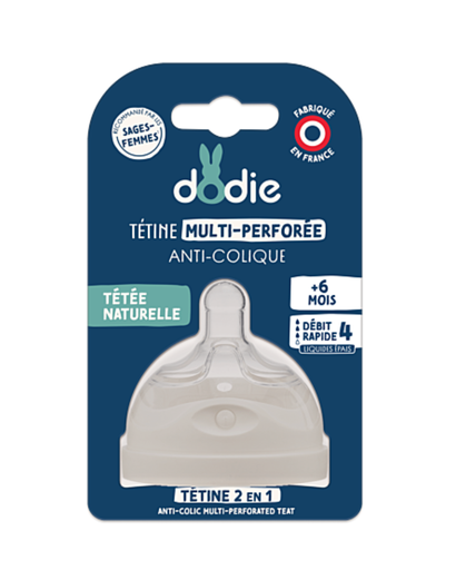 [3700763510484] Dodie Teat Biomimicry - teat & ring - 6+ months silicone thick liquid flow 4 - unit