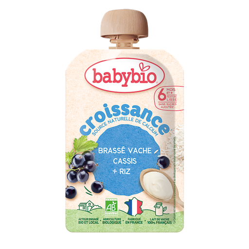 [54101] Babybio Brassé Cow's milk Blackcurrant Rice Growth Pouch +6m 100gr