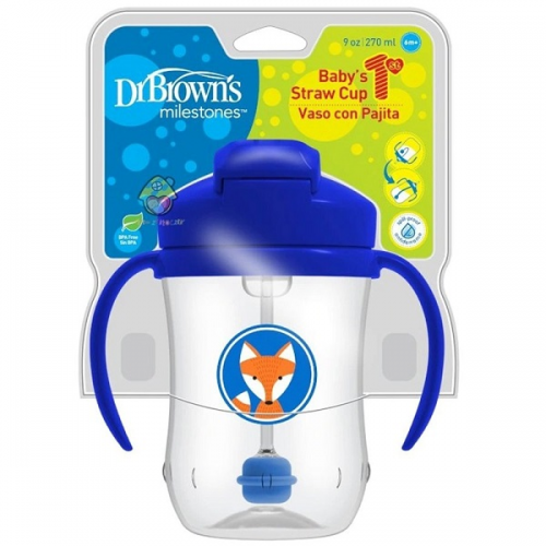 [72239311400] Dr Browns baby straw cup 270ml 6m+ blu